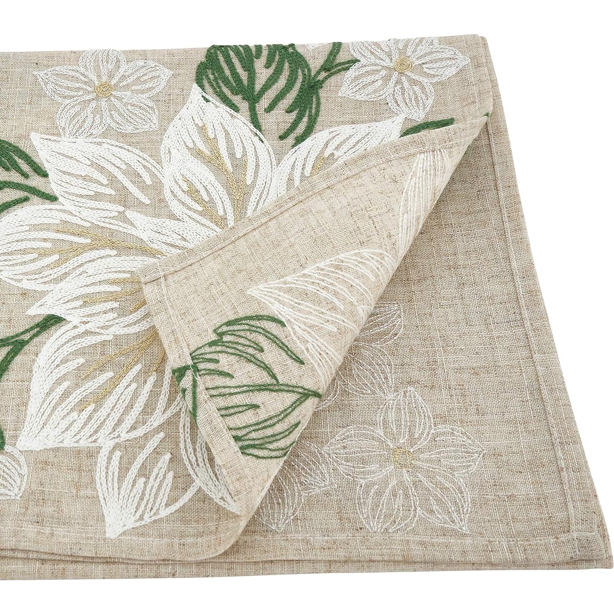 Embroidered Poinsettia Table Runner