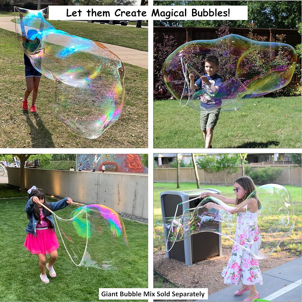 Bubbleventi Giant Bubble Wands | EC0-WANDS 3 Pack | Made in the USA | Great for Kids | Birthdays, STEM/Family Fun