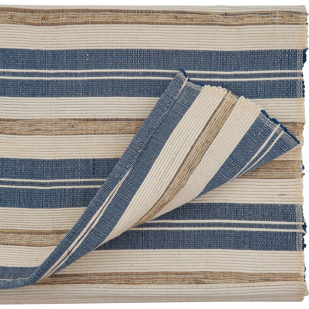 SARO LIFESTYLE Walai Collection Stripe Design Table Runner, 14" x 72", Periwinkle Blue