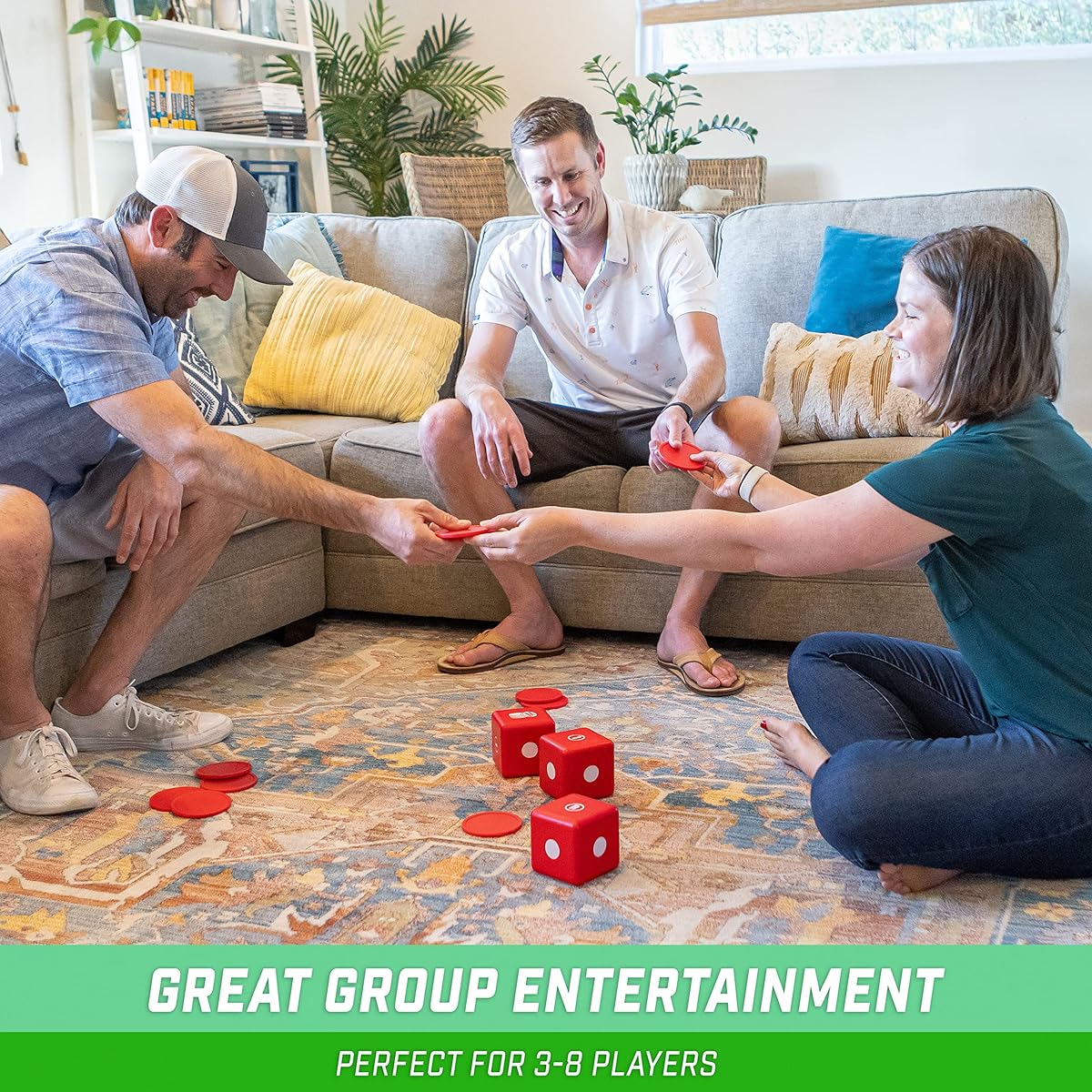 GoSports Left Right Middle Giant Dice Game - 3.5 Inch Foam Dice Game for Indoor/Outdoor Play