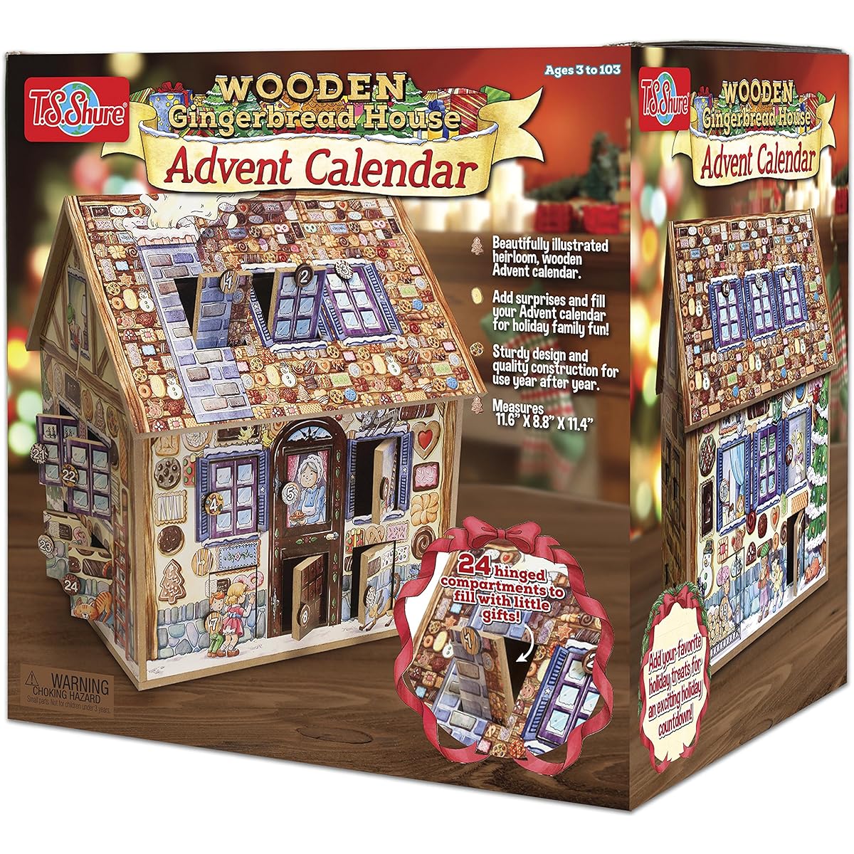 T.S. Shure Wooden Gingerbread House Advent Calendar
