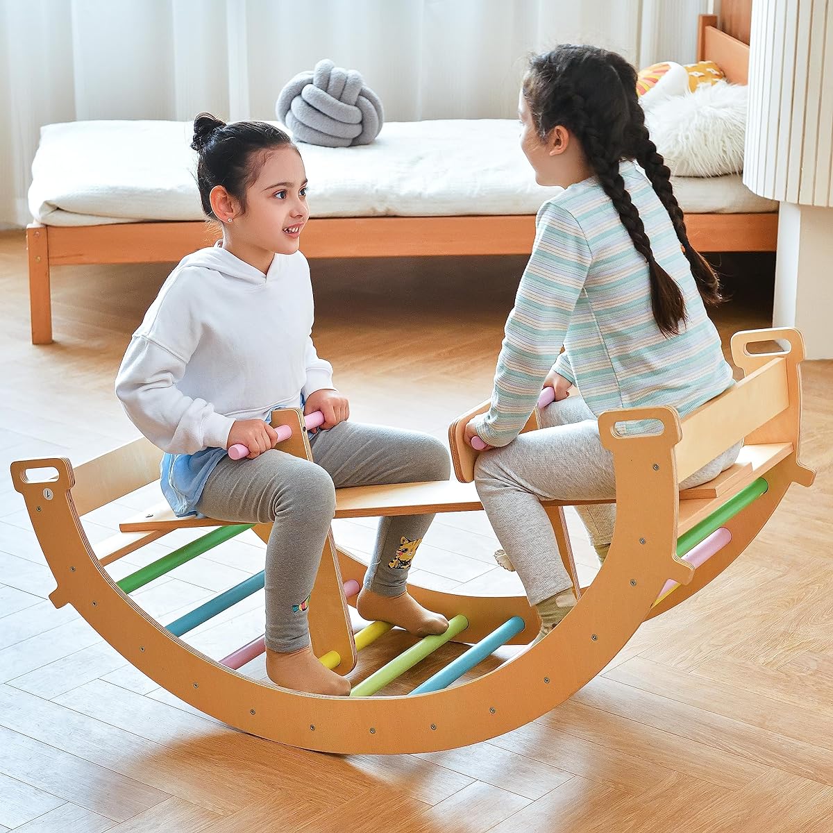 Avenlur Bailis Ultimate 3-in-1 Playset for Kids Seesaw Climbing Arch Rocker Waldorf and Montessori Climbing Toys 2-6 Years Old Climbing Toys for Toddlers