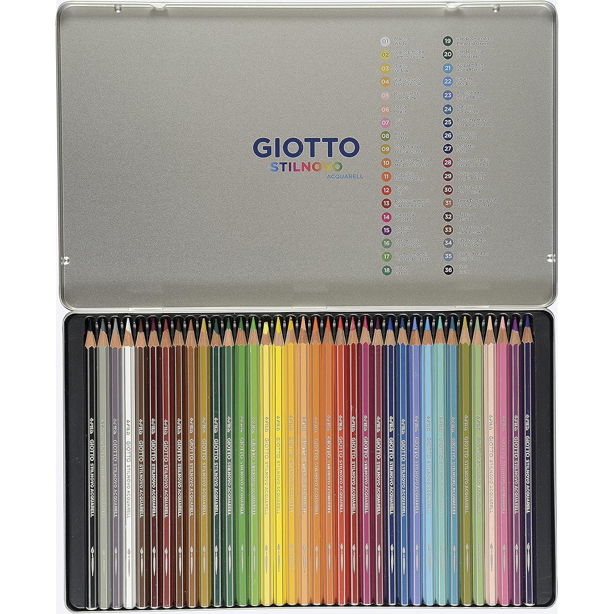 (metal case, 36 units) - Giotto 256400 Pencils