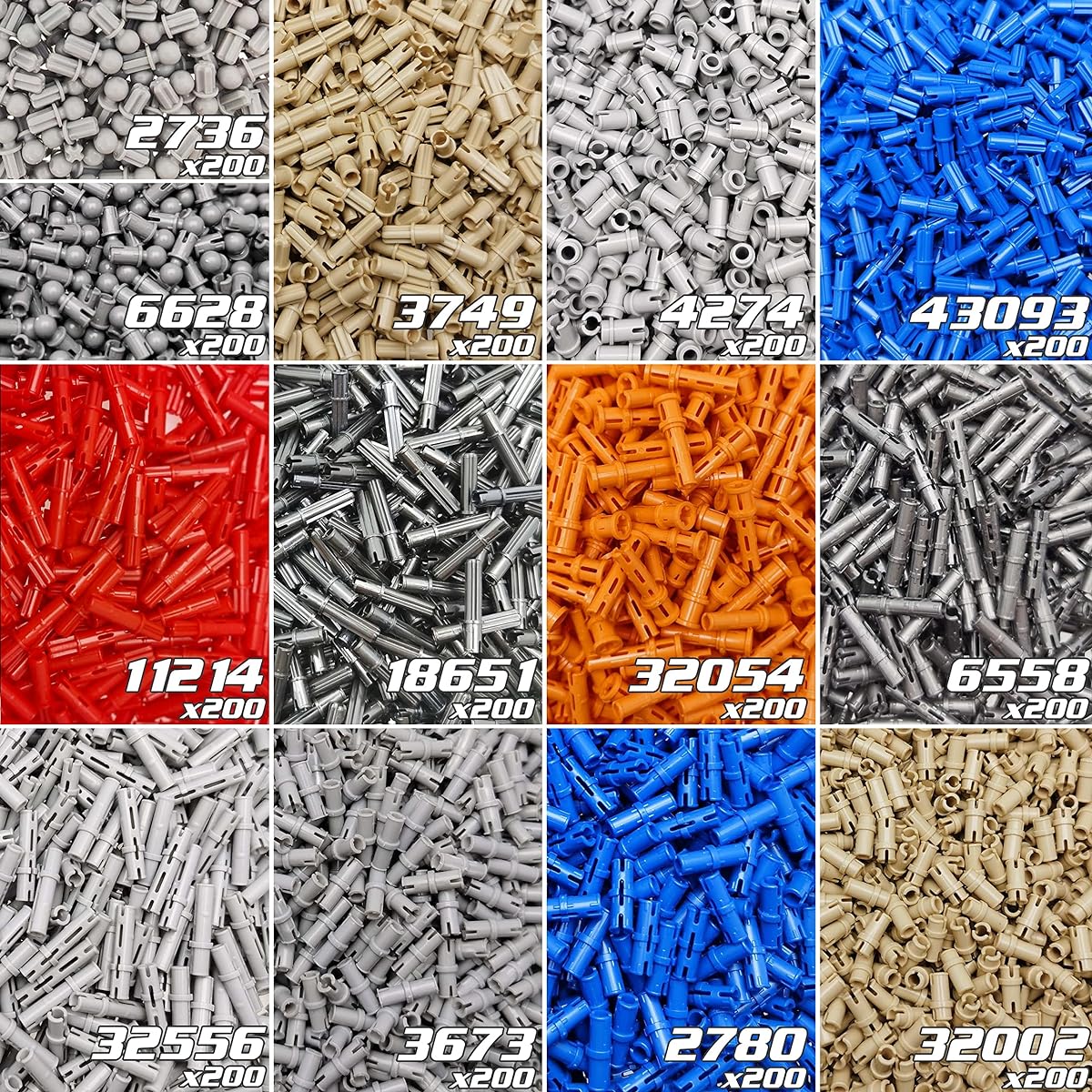 ASTEM Technic Parts Small Particles Technology Loose Parts Compatible with Lego Block Shaft Pin Bolt 2600 EV3 Black Tight Pin Friction Pin