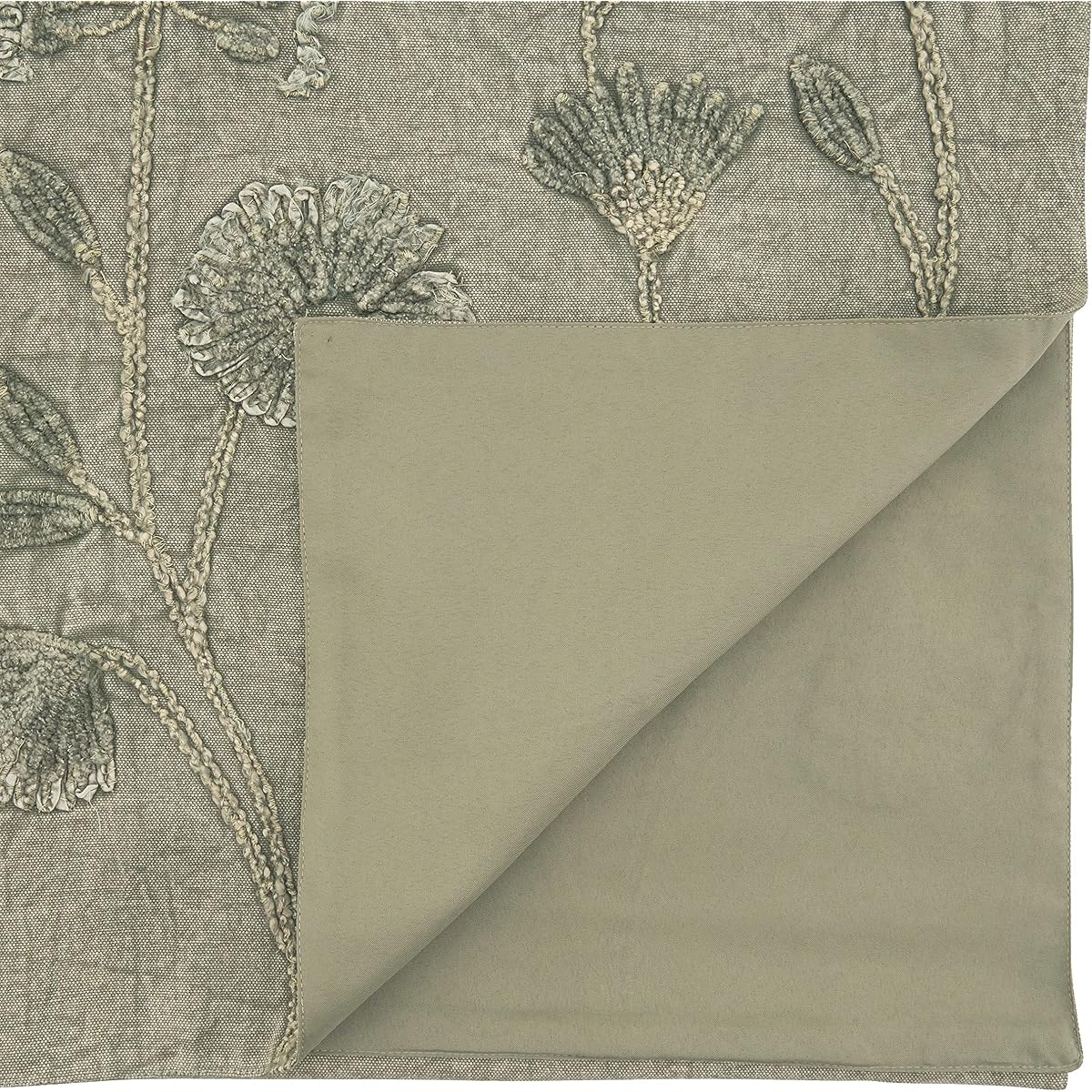 SARO LIFESTYLE Genevieve Collection Stonewashed Floral Table Runner, 16" x 72", Taupe