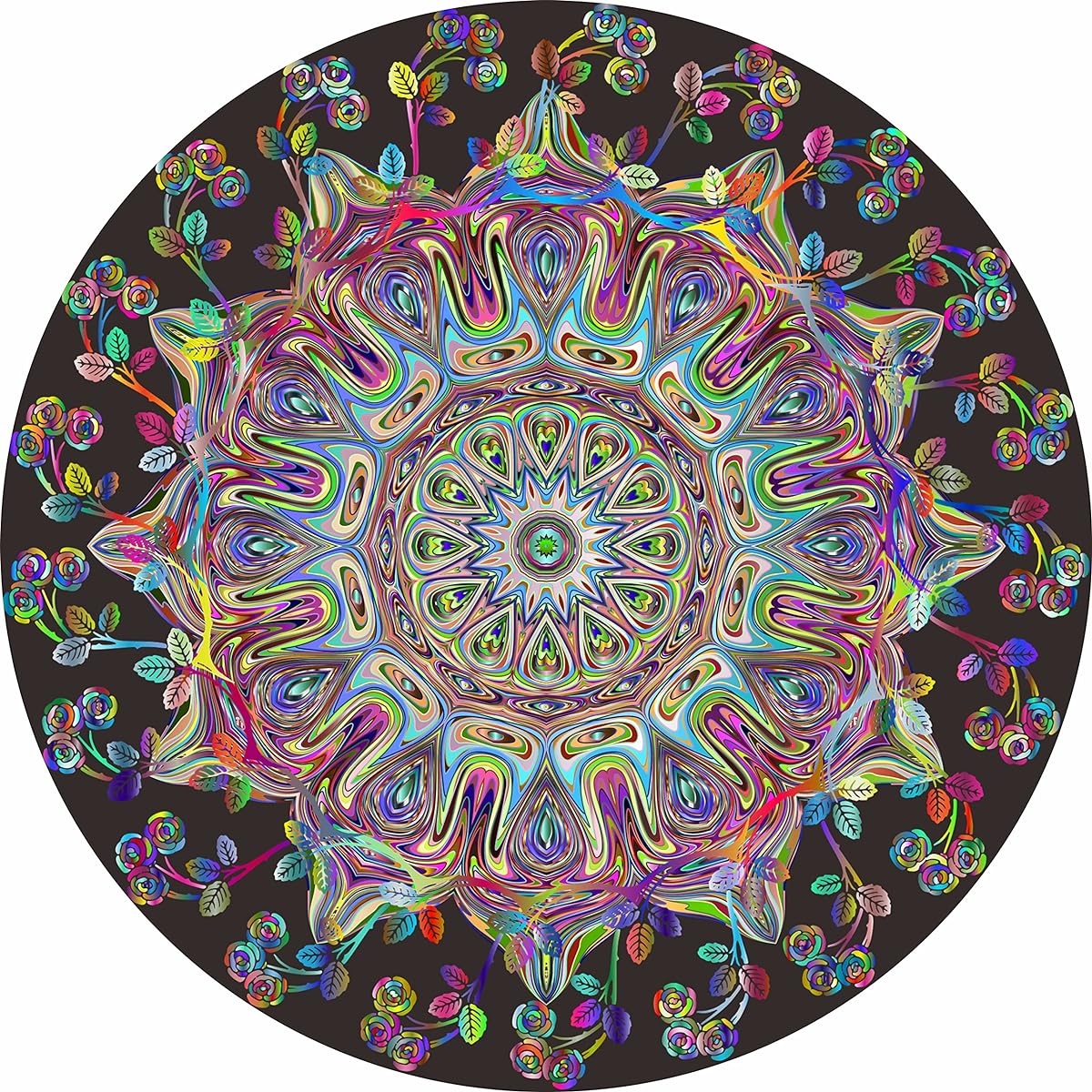 Mandala Flower Puzzle for Adults 1000 Pieces Difficult Impossible Hard Puzzle Round Colorful Trippy Challenge Jigsaw Puzzle