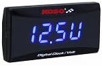 KN Planning KOSO Waterproof Motorcycle Motorcycle Scooter LED Clock Voltmeter Volt Meter 12V Warning Function Blue