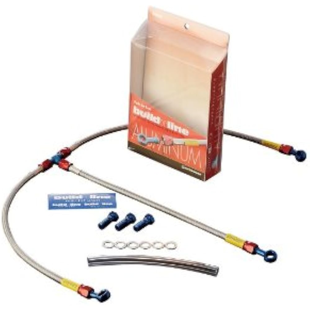 Build A Line Front Brake Hose Aluminum (Blue/Red) Fitting Clear Hose T2 Type Ninja400R (11-12) 20573283
