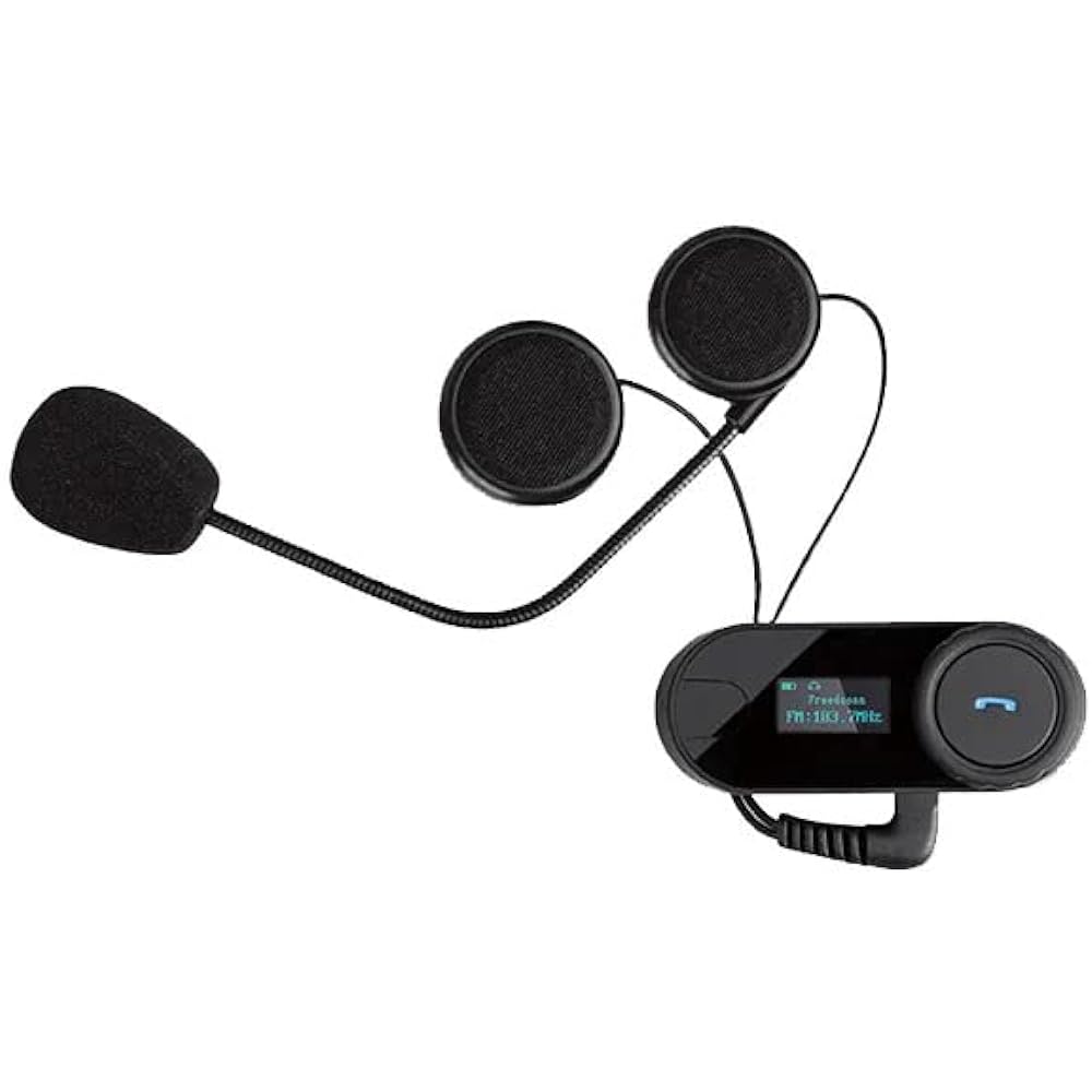 Freedconn TCOM-SC Motorcycle Intercom Music Sharing Bluetooth 5.0 LCD Equipped with IPX5 Waterproof Function Pairing with Other Companies Possible for 2 People Simultaneous Calls 3 People Bearing (Set of 1)