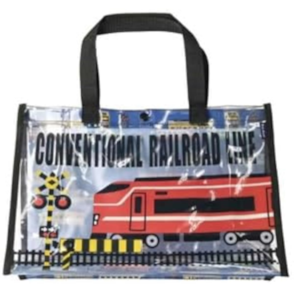 Pool Bag Beach Bag for Boys Pool Beach Children Transparent Waterproof Elementary School Kindergarten Vinyl Train (Black)