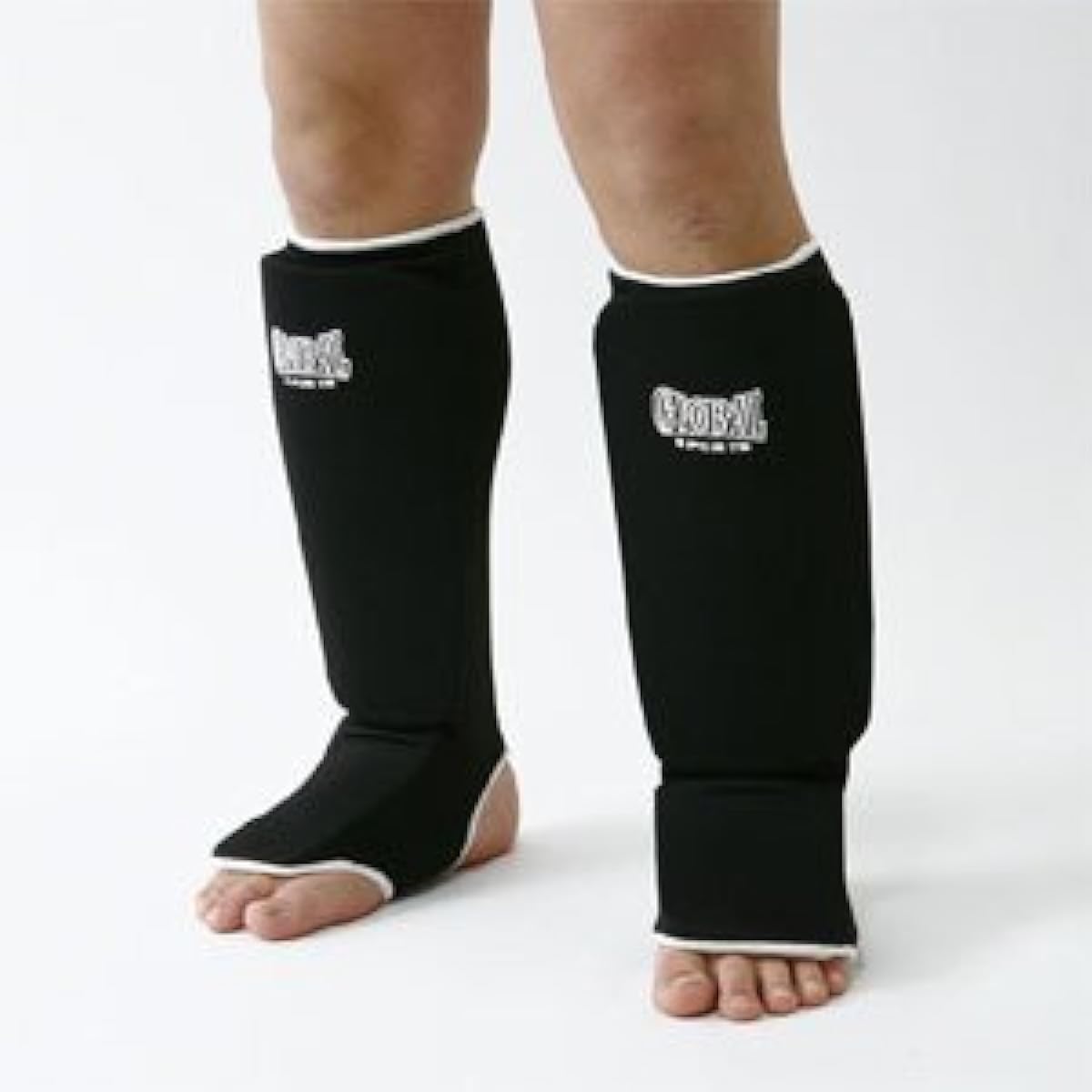 Leg Supporter 041 Black L Size Legs Shin Supporter for Kickboxing Karate GLOBAL SPORTS Global Sports