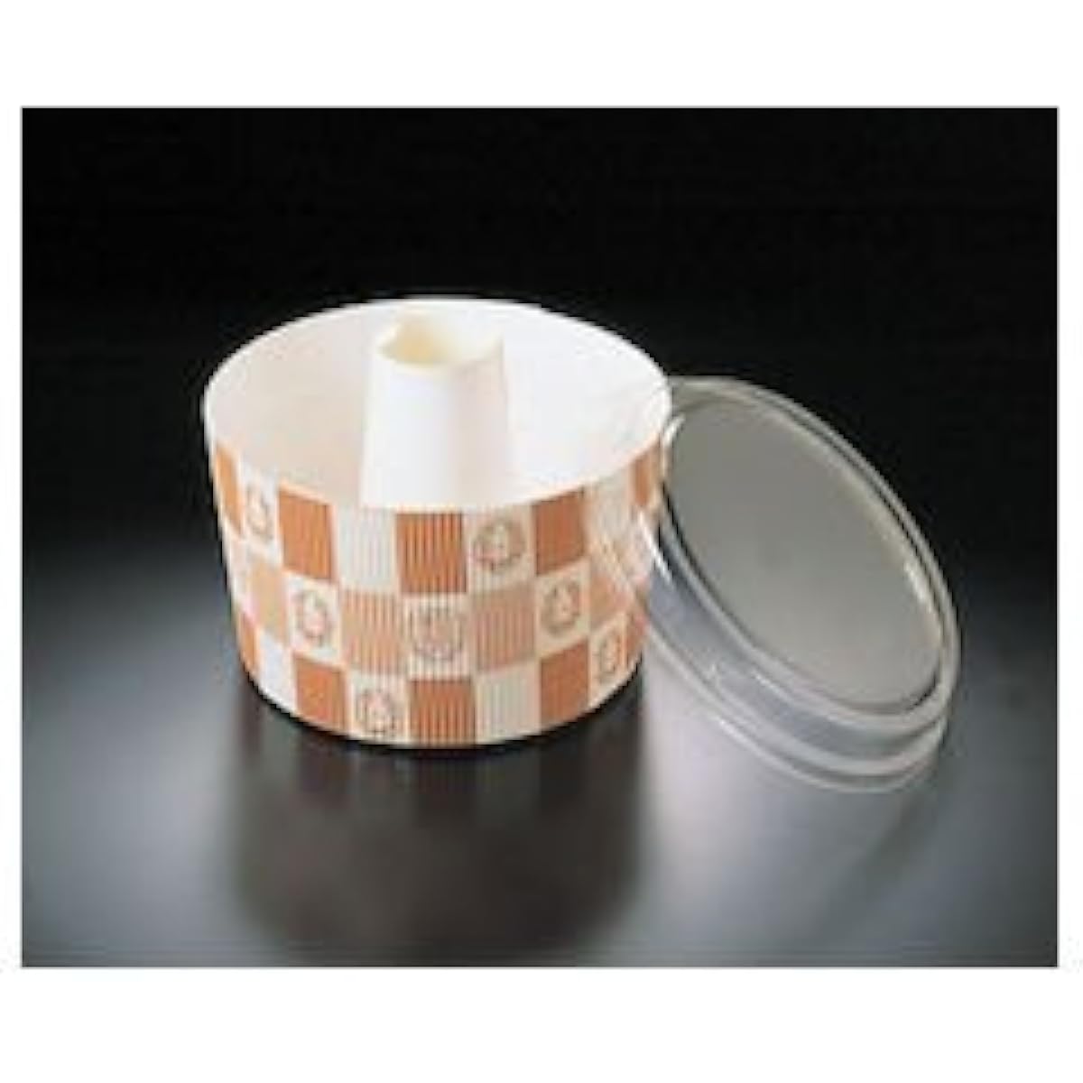 Tenma Shiki Chiffon Cup with Lid, White, Emblem Checkered Pattern SC-841-A Body: E-tier Gloss Craft, Ivory Paper Lid: PET Japan (50 pieces) WSH15