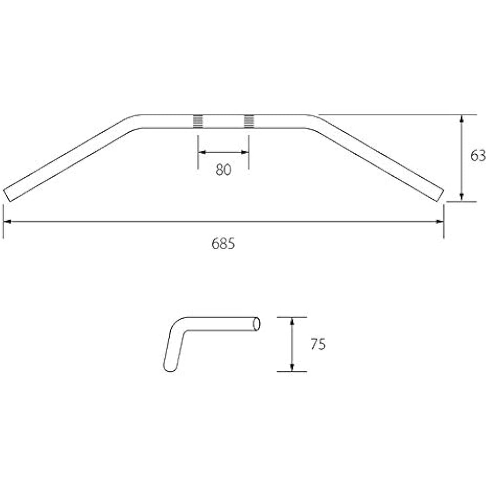 Jills Products Handlebar Mini Conti Handle φ22.2 Plated Monkey Shary Super Cub Little Cub Zoomer Rebel Jazz Magna 50 Ape Ducks SR400 TW225 Drag Star 250 Virago Volty Bang Bang Glass Tracker 250TR Estrella W400 Eliminator CP1369-CH