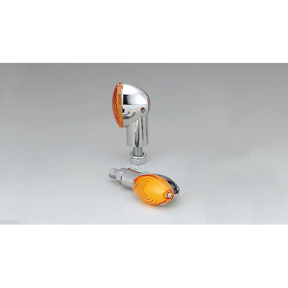 Kijima Motorcycle Bike Parts Cat's Eye SP Turn Signal Lamp M10 48x28x38mm Plastic Body General Plated/Amber 2 Pieces 219-5108