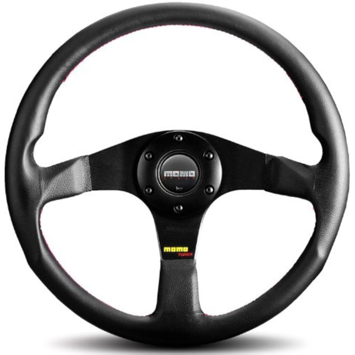 MOMO tuner black 350 handle red stitch