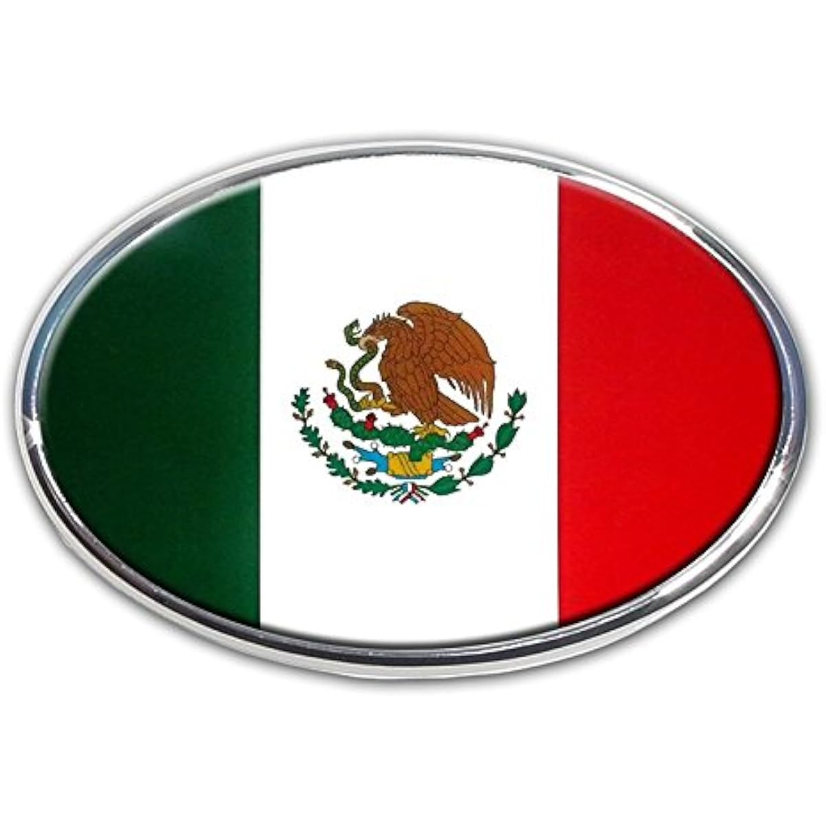 Mexican flag chrome auto emblem