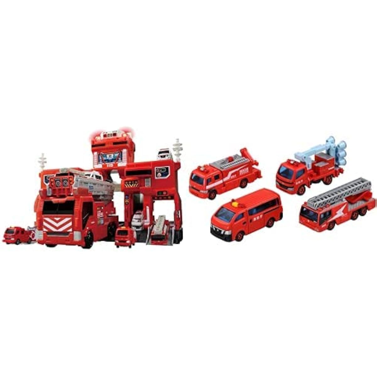 Tomica Transformation Dispatch! Set of Big Fire & Command Station and Fire Engine Collection 2