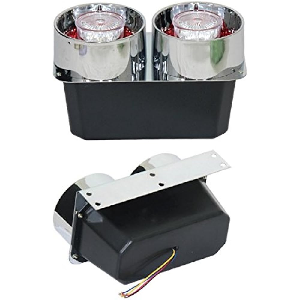 MADMAX MM73-SN2-01 2 LED Round Rocket Tail Lamp for Small and Medium Trucks Red/Clear 24V Only