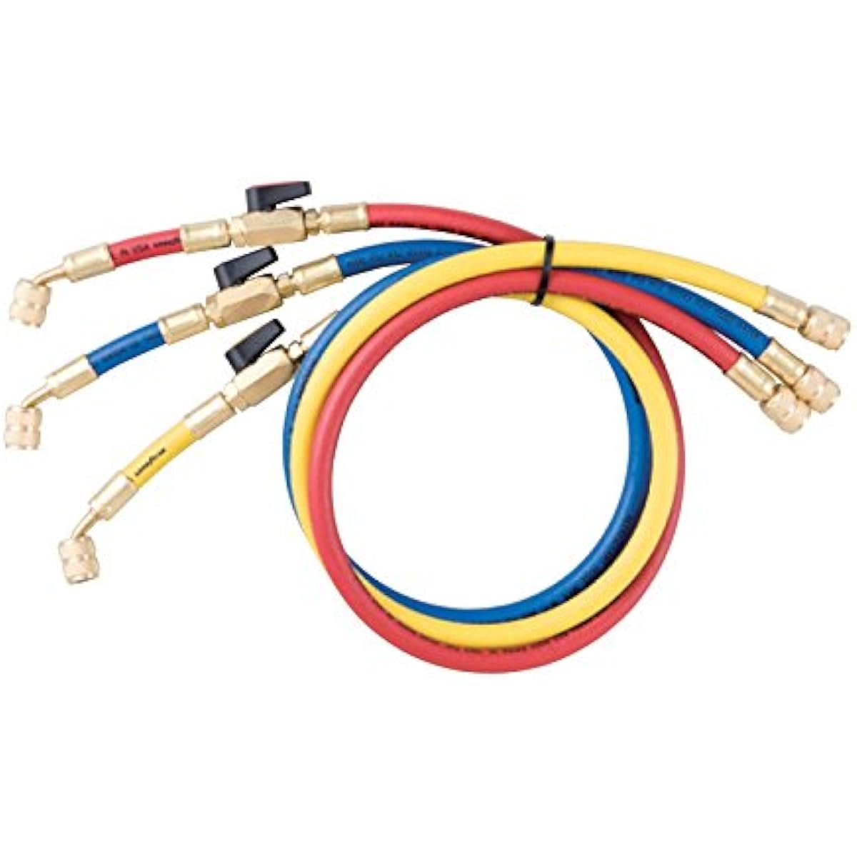 FUSO R407C, R404A, R507A, R134a Charge hose with valve 92cm red blue yellow set FS-721AB