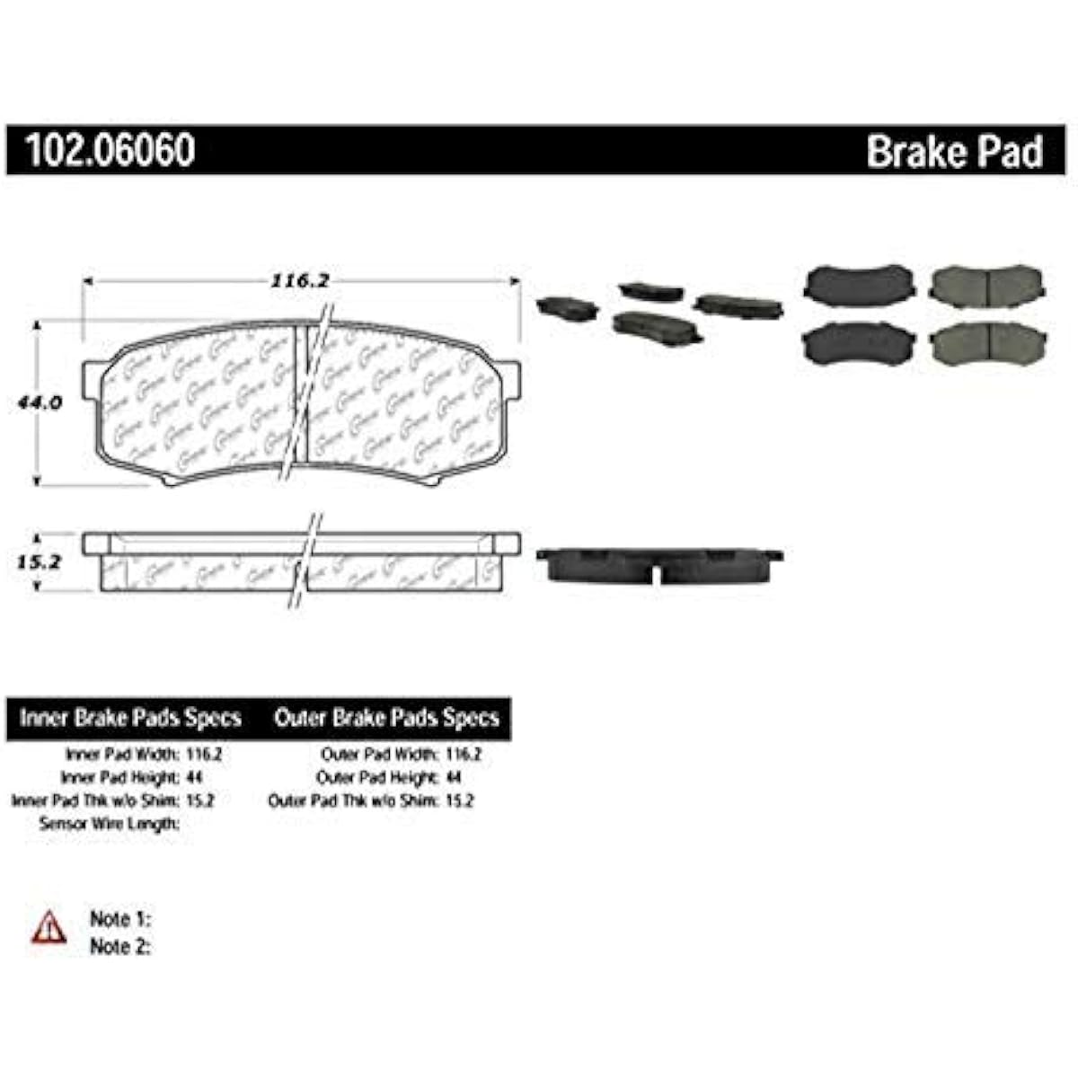 CENTRIC C-TEK Replacement Rear Disc Brake Pad Set for Lexus and Toyota Model (102.06060)