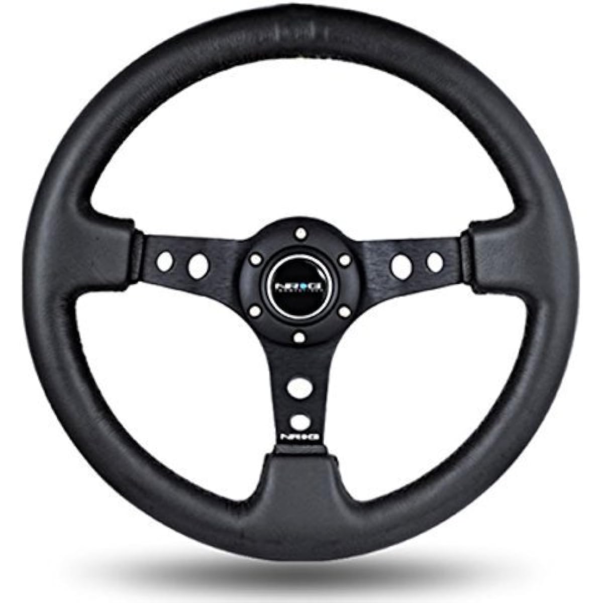 NRG Innovations Steering Wheel Deep Dish 3" Black Leather 350mm (Part : st006r)