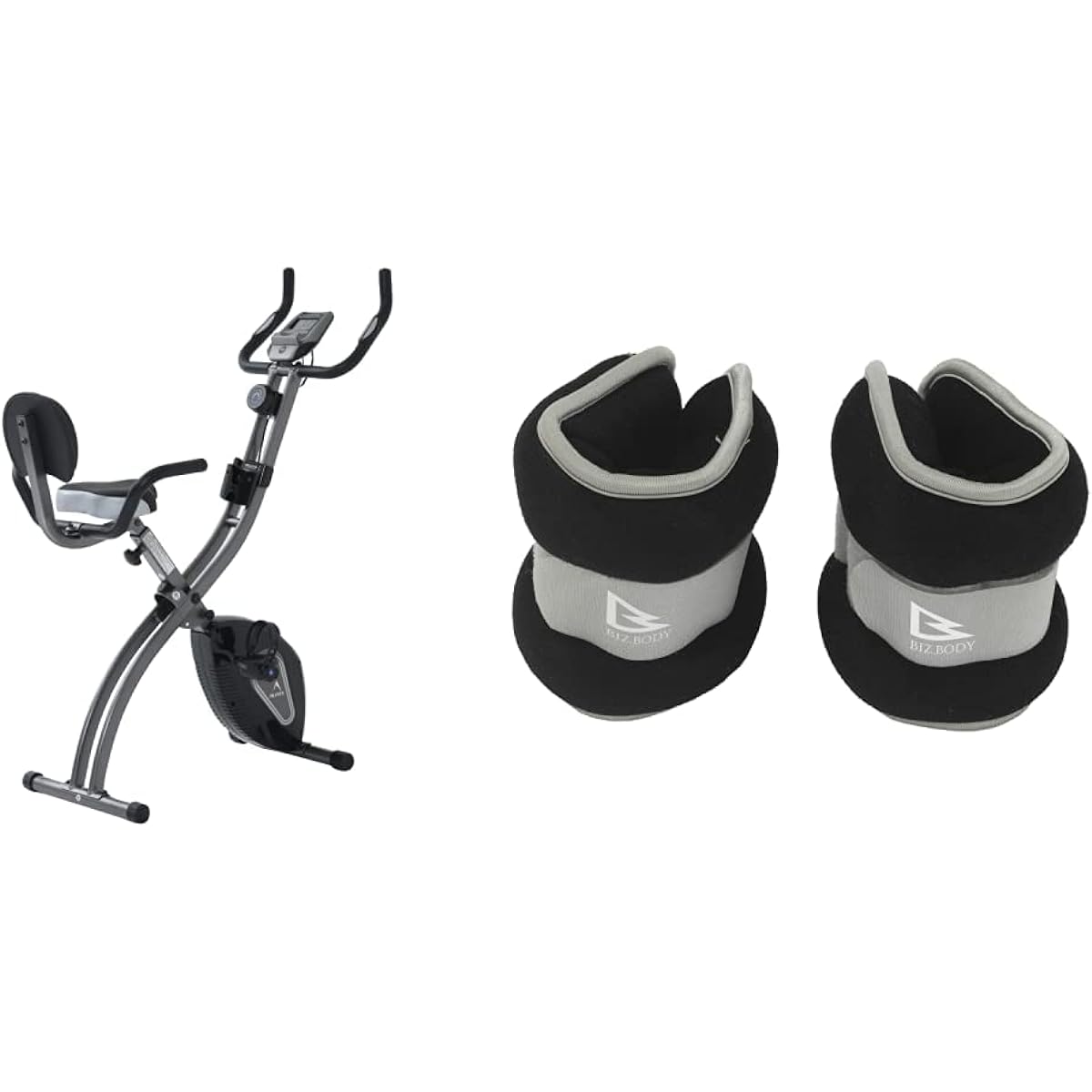 ALINCO Fitness Bike Comfort Bike Space Saving AFB4520K Quiet Saddle Adjustment Easy Assembly Heart Rate Measurement Tablet Tray Folding Backrest + ALINCO Wrist Ankle Weight 2.0kg Set of 2 WB308