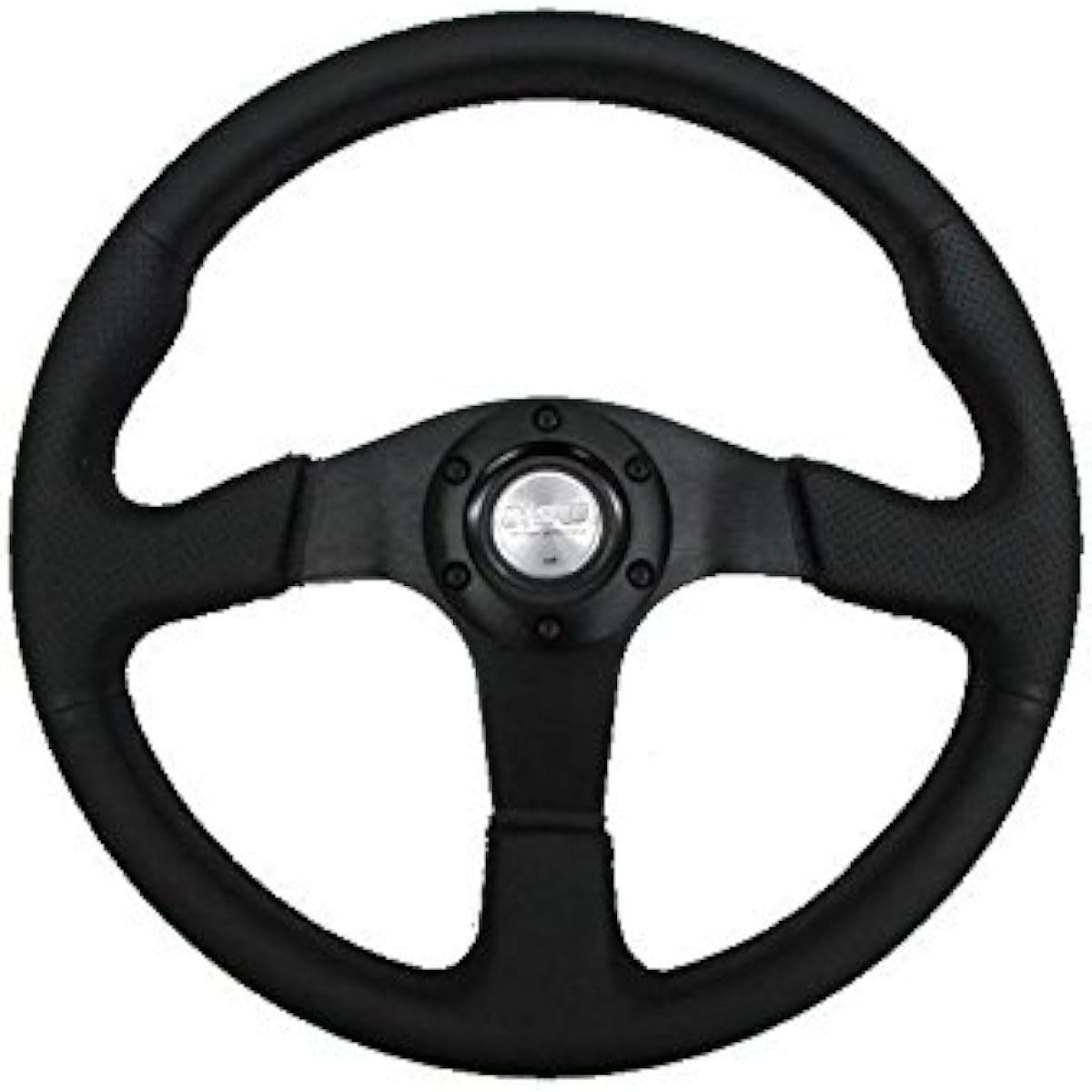 fortune D1 SPEC FLAT-R PVC Leather Steering 35 Pie, Black Stitching, DSC-FR350BK
