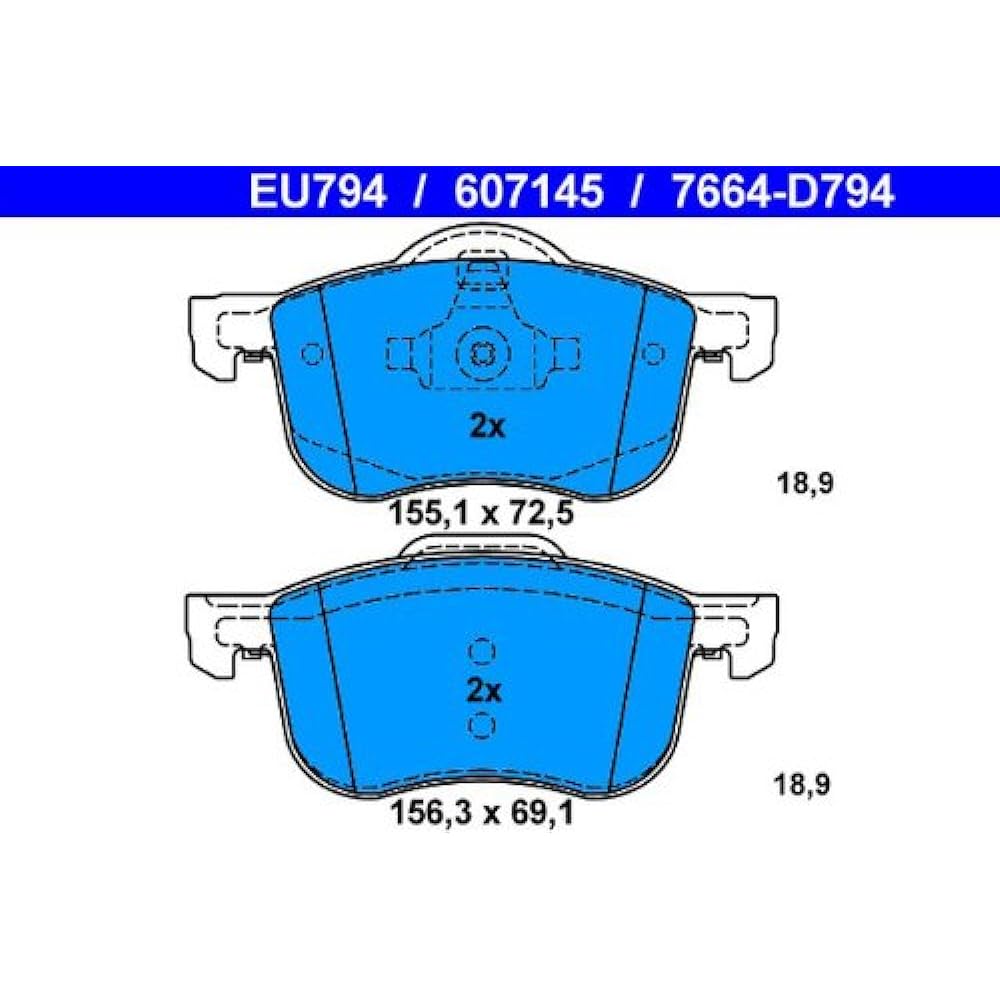 PADDING (ate-at2020) Brake Pads Set v8634921 13046071452