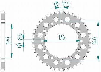 AFAM Rear Sprocket Aluminum Hard Anodized 520-40 XJR400/R(93-) TZR250(86-90) RZ350R(83-85) W800(11-16) 17404-40