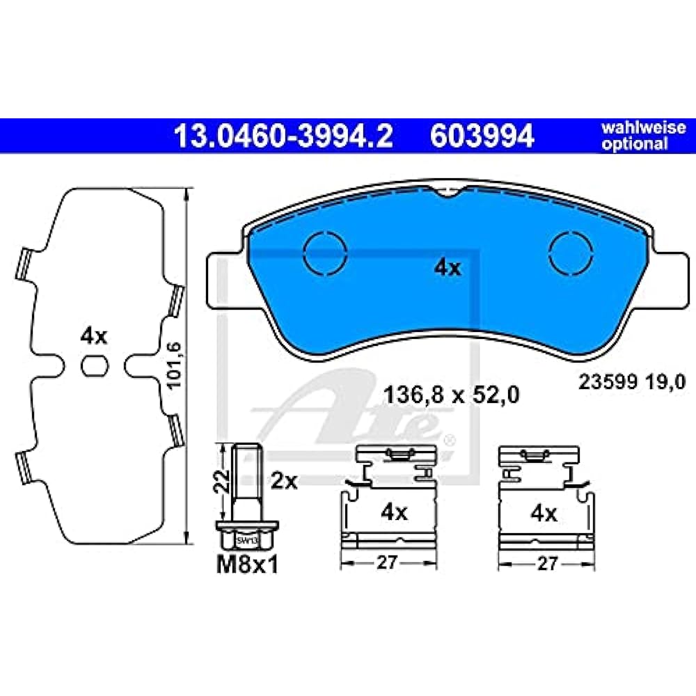PADDING (ate-at2020) Brake Pads Set pg425259 13046039942