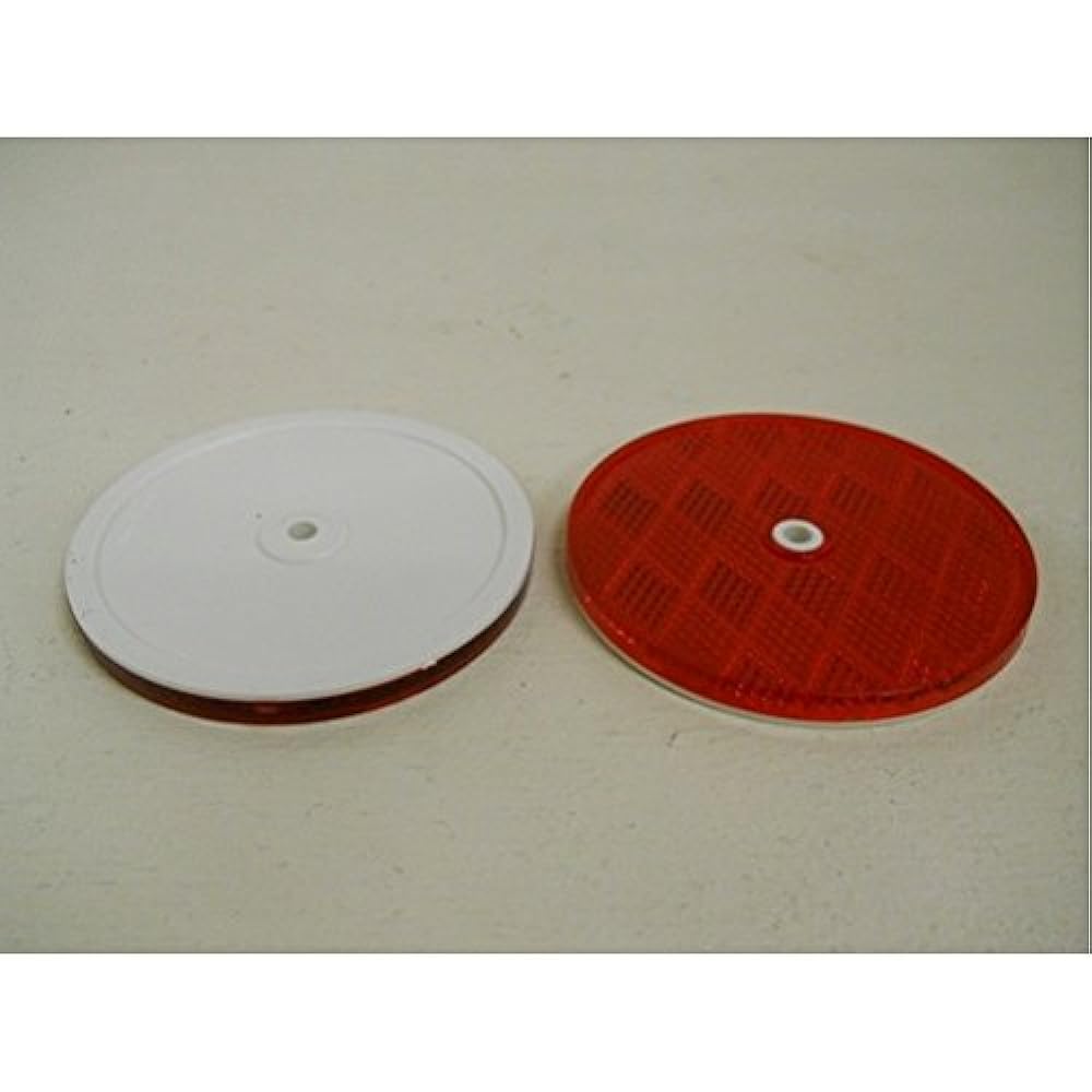 (2) Red 3 "Round Track SEMI Trailer Mail Box Reflectors /Center Hole