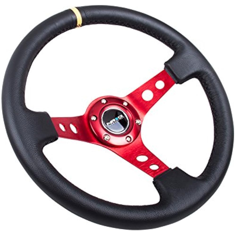 NRG Innovations RST-006RD-Y reinforced wheels-350mm sports steering wheels (depth 3 inches) black