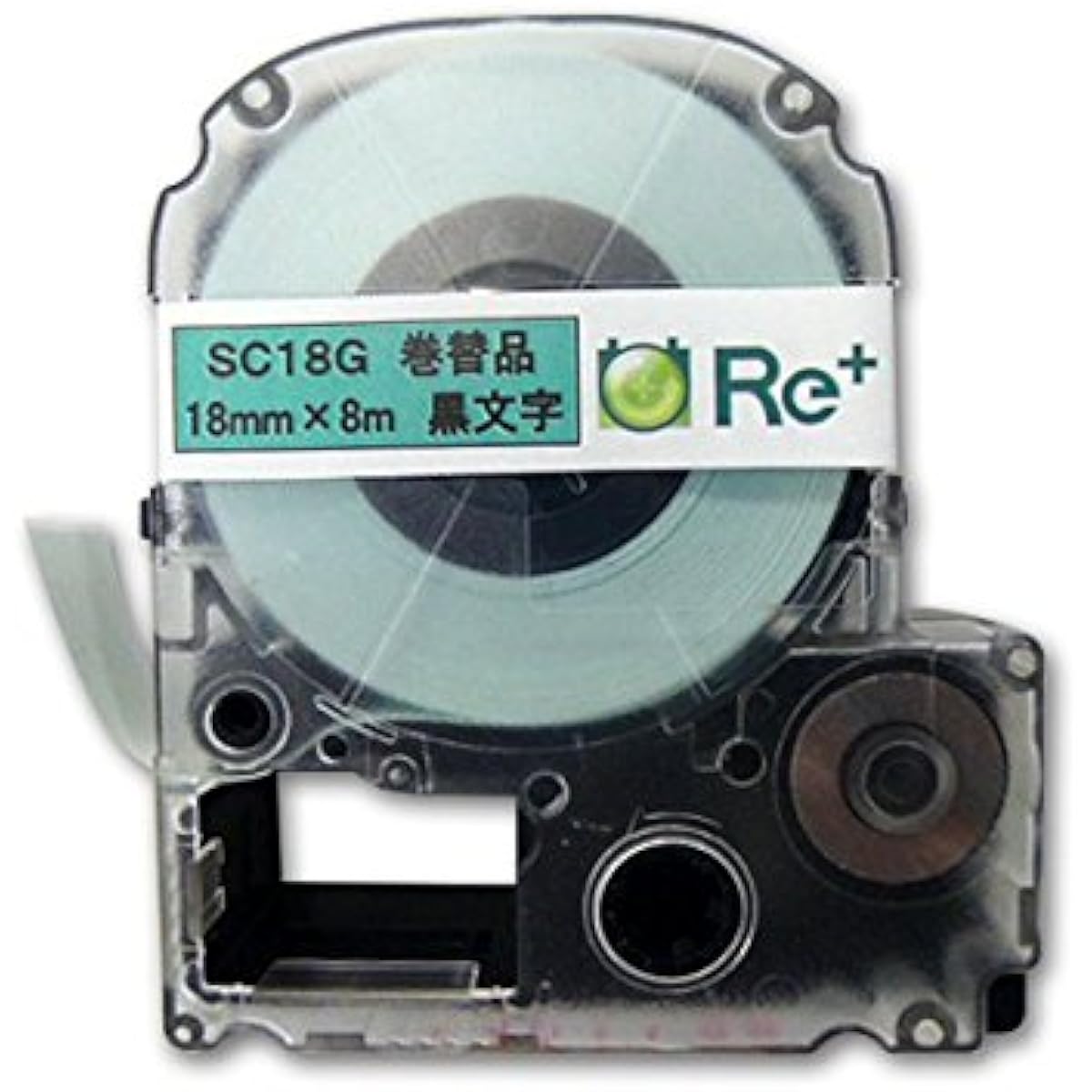 Recycled label tape 18mm green for Replus Tepra SC18G