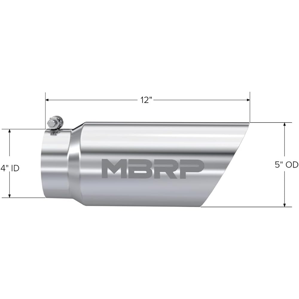 MBRP T5053 outer diameter 5 inch inlet length 12 inch T304 Stainless steel dual -angle exhaust tip