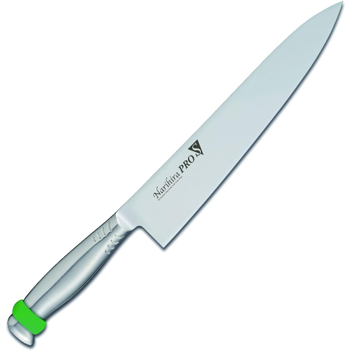 Fuji Cutlery NarihiraPRO S All Stainless Steel Knife with Honblade Color Silicone Ring Gyuto 270mm Green FC-3086GR