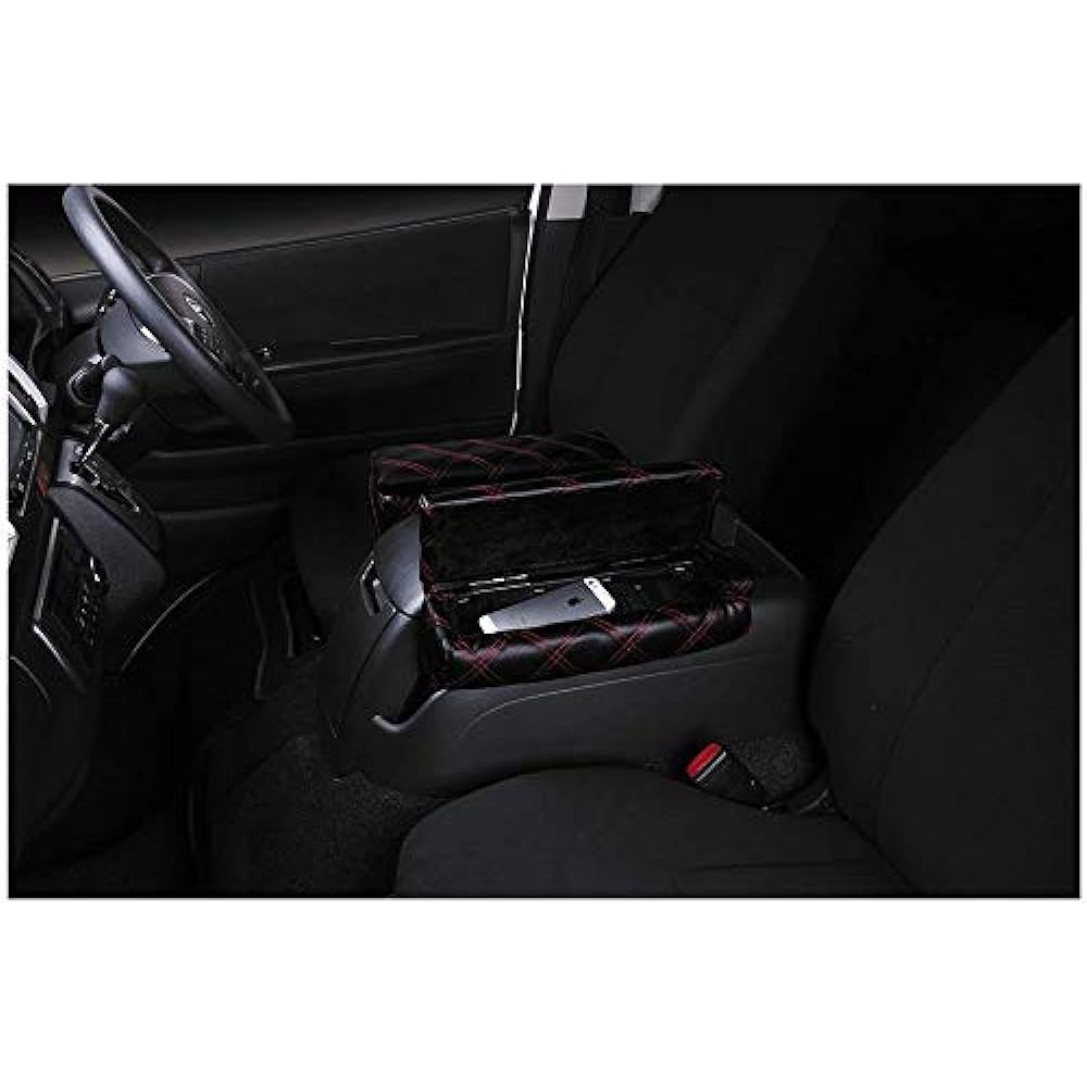 FLEDERMAUS Flader Mouse Armrest Hiace 200 Series 1-6 Standard / Wide Body DX S-GL Diamond Quilt with Console Trinket Box Armrest Set of 2 5 Colors (Red Stitching)