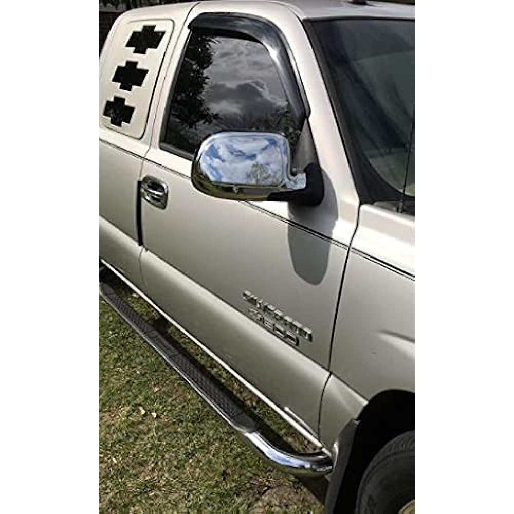 ELOVEQ Chrome Mirror Karaba Cover 1999-2007 Chevrolet Sylvarad & GMC Sierra 2002-2006 Chevrolet Avarante Taho GMC Ucon XL Classic Model Tow Mirror^