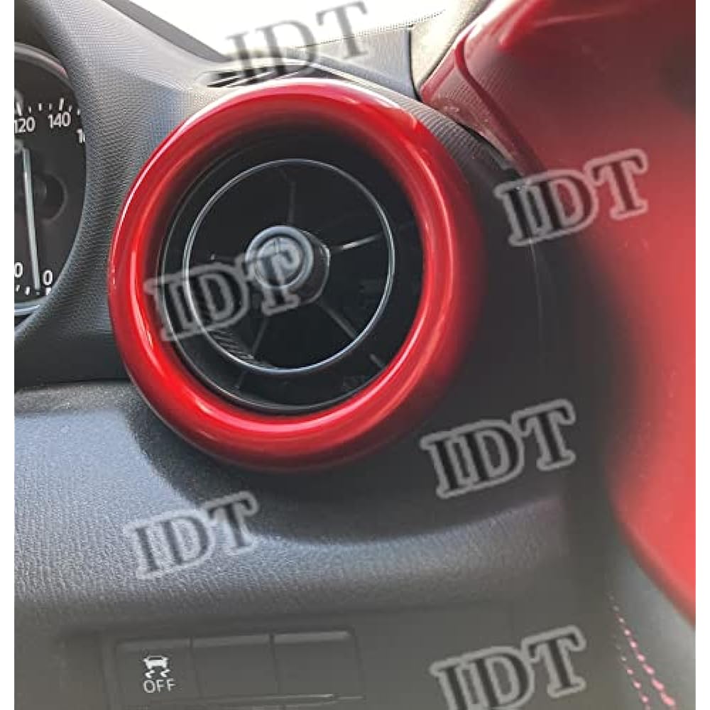 IDT Mini Waist Included Mazda ND Roadster Air Conditioner Ring Interior Panel Bezel Air Conditioner Cover Diffuser Ring Set of 3 MAZDA (Red)