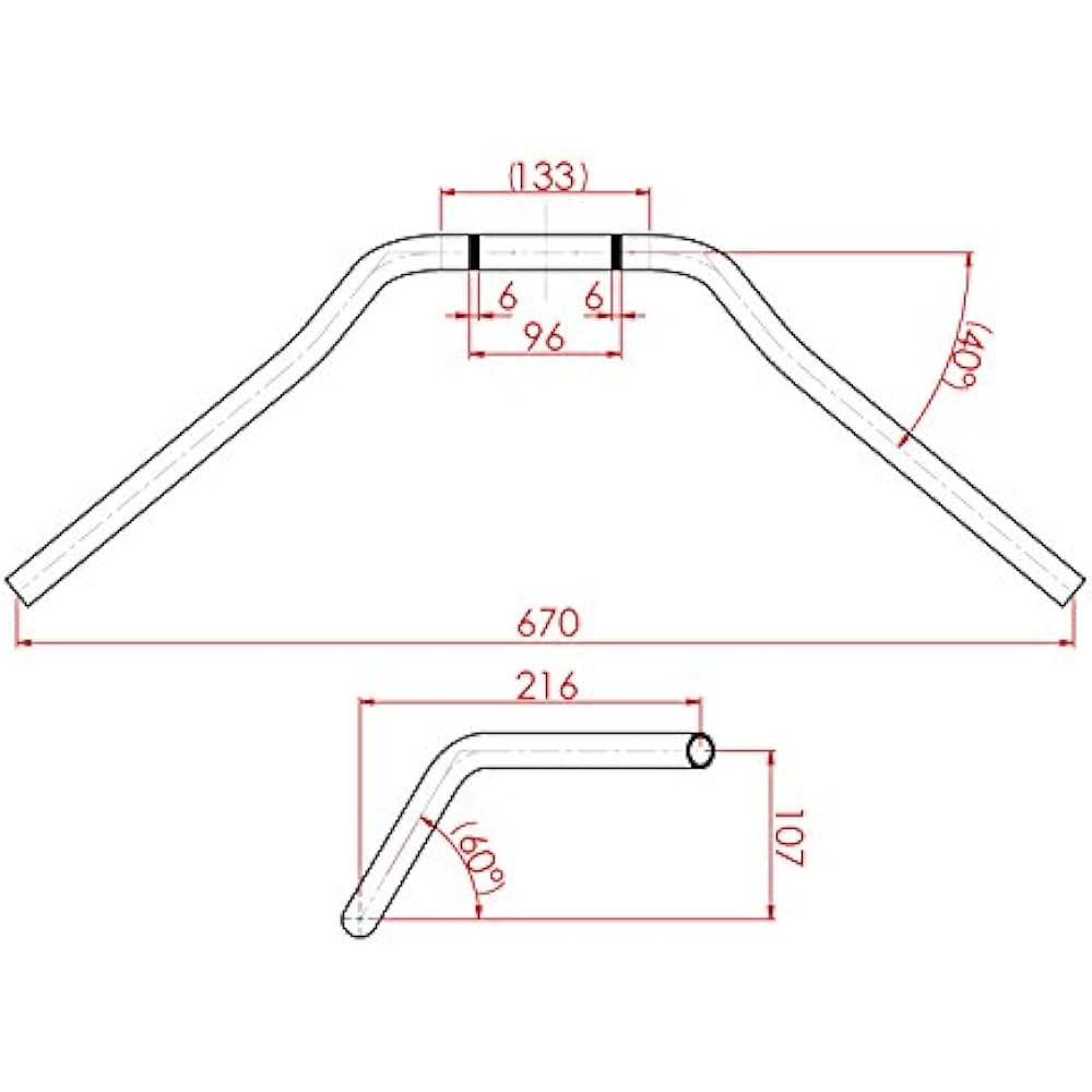 EFFEX Super Bar Daytona Handlebar Type-6 Steel Black Plated EBX1206SK