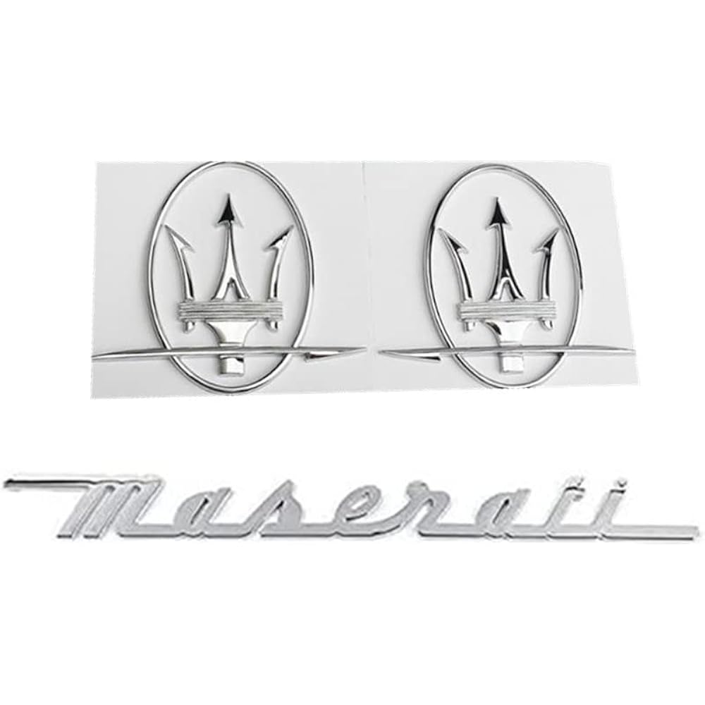 CMAOS 3 -piece set mat Black emblem BMASERATI RH & LH side trunk logo name plate (matte black)