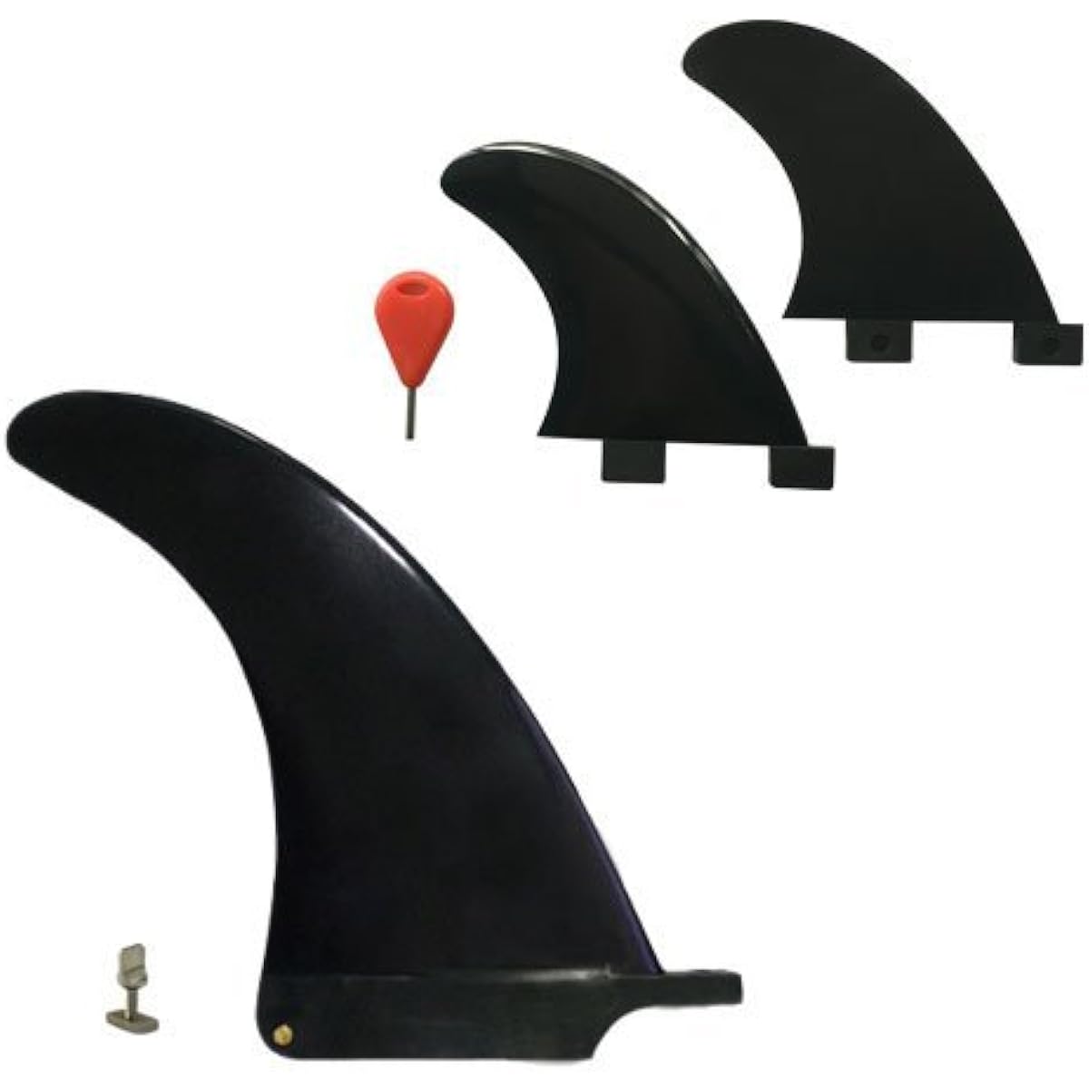 Funktion 6.5 inch fin for longboard + FCS compatible side fin set of 3 black FKGFCC-L6.5-SET-BLK
