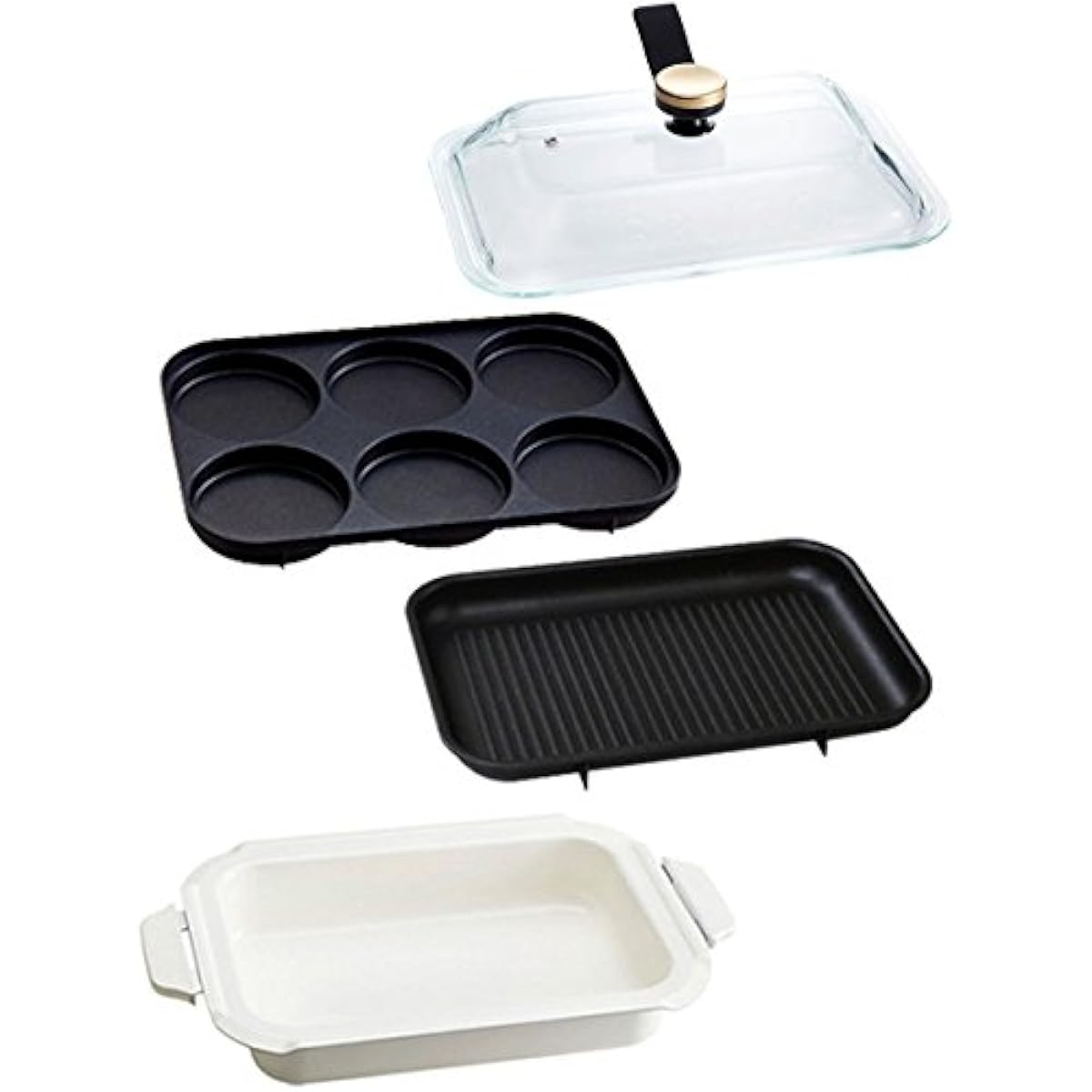 BRUNO Compact Hot Plate Option Complete Set (Pot, Multi Grill, Glass Lid), Stylish, Cute, For 1, 2, 3 People, Small, For Living Alone, Width: Approx. 40cm BOE021 1700433