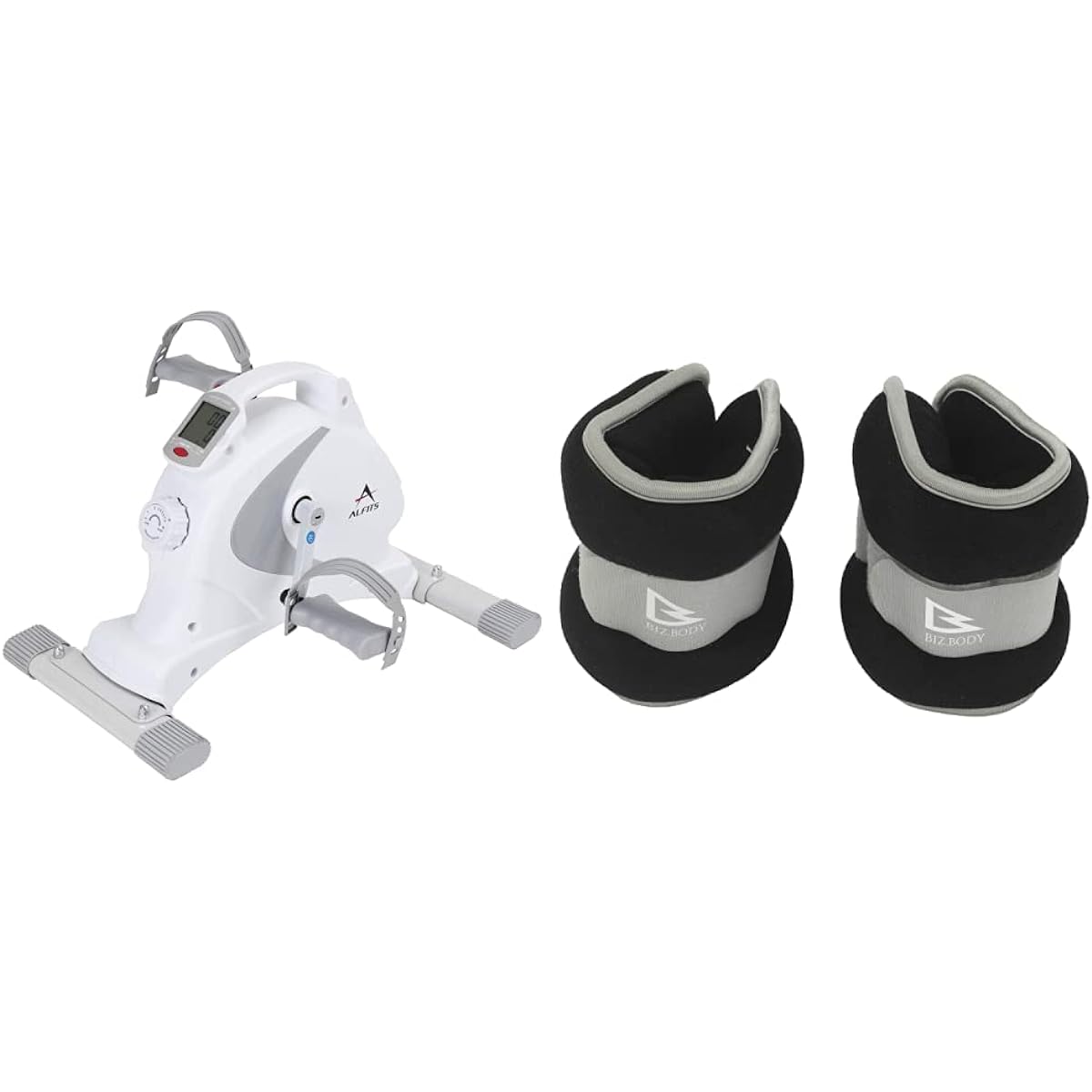 ALINCO Fitness Bike Aero Magnetic Bike Mini Magnet 8 Levels Load Large LCD Meter Space Saving AFB2018W Quiet Easy Assembly Easy Movement Telework Home + ALINCO Wrist Ankle Weight 2.0kg Set of 2 WB308