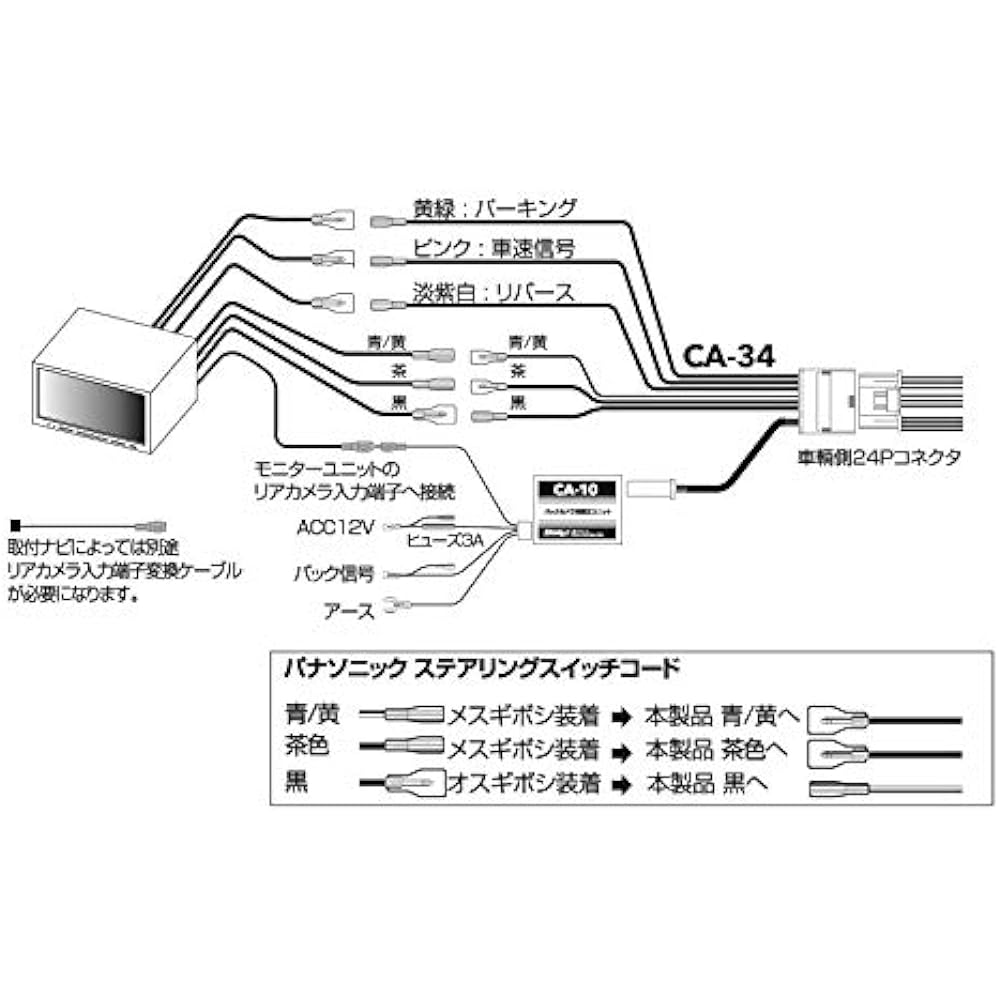 STREET Mr.PLUS New Tanto ⇔ Back camera & steering remote control connection harness for Panasonic navigation CA-34