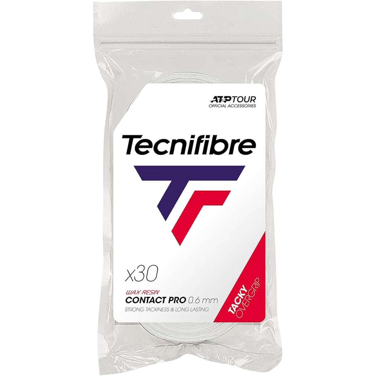Tecnifibre Tennis Grip Tape Contact Pro 30 pieces CONTACT PRO WHT 30P TFAA027