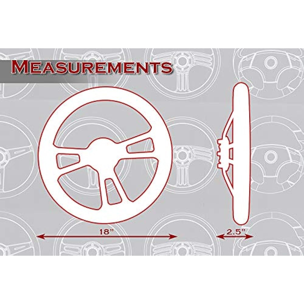 W-POWER 18 inch dark 5 holes 3 Spokes Vintage Steering Wheels (Black Leather Chrome Spoke)