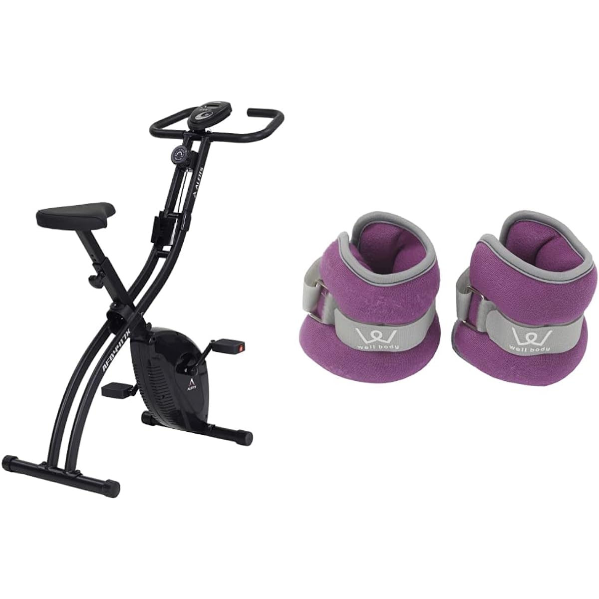 ALINCO Fitness Bike Cross Bike AFB4417XK Quiet Saddle Adjustment Easy Assembly Folding + ALINCO Wrist Ankle Weight 1.5kg Set of 2 WB307