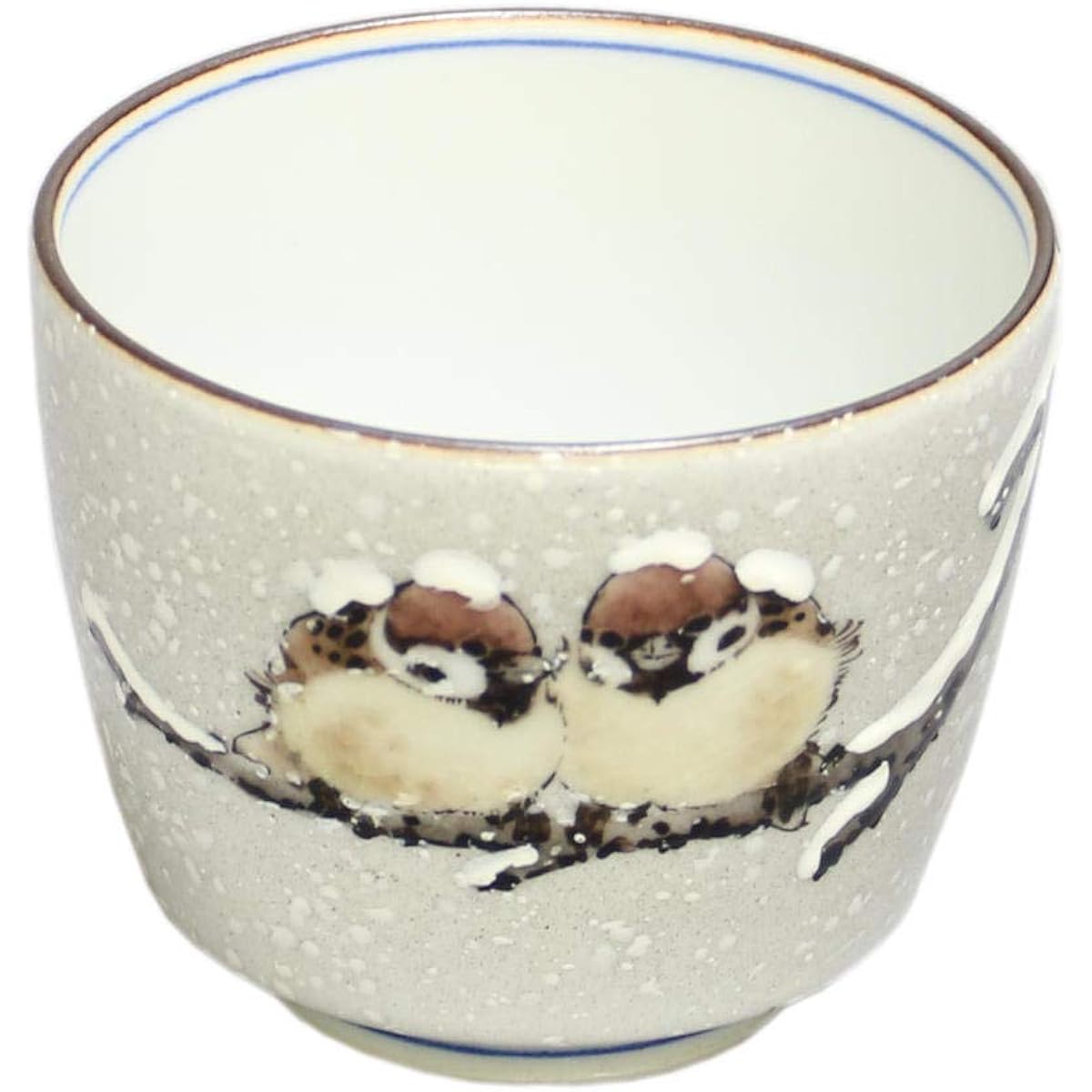 Toshito Nakamura Kutani ware Guinomi Snow Sparrow T-234 Porcelain Made in Japan