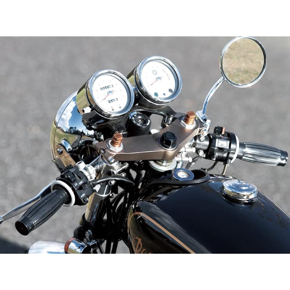 POSH Bike Mirror Stadium Round Mirror Type 2 Left and Right Common (1 piece) M10X30mm-P1.25 Right/Reverse Thread Bolt Included SR400 | SR500 etc. Plated 920014-10