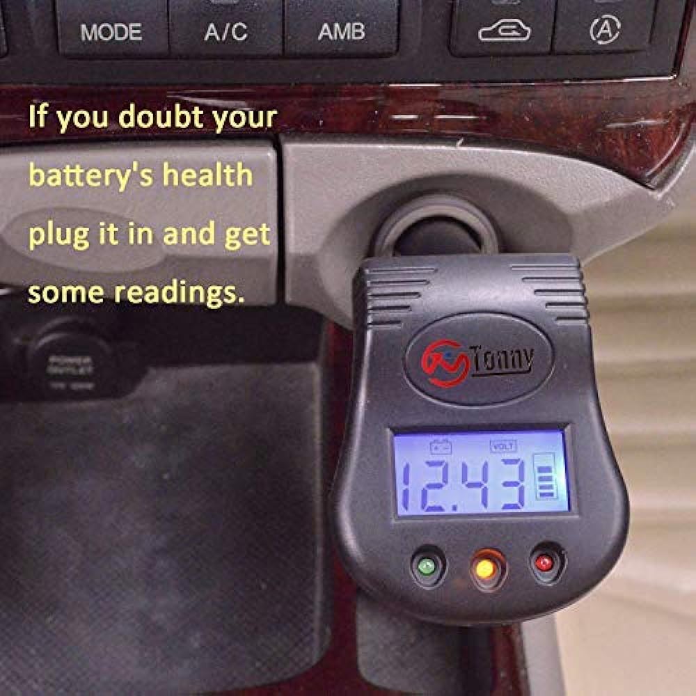 12V plug -in car battery, charging system tester, battery status and alternator charging (LCD display)